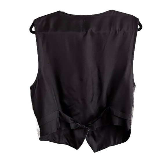 Vintage 80s Melrose Patchwork Waistcoat Vest Wool Blend Velvet Herringbone Sz M - Picture 3 of 9